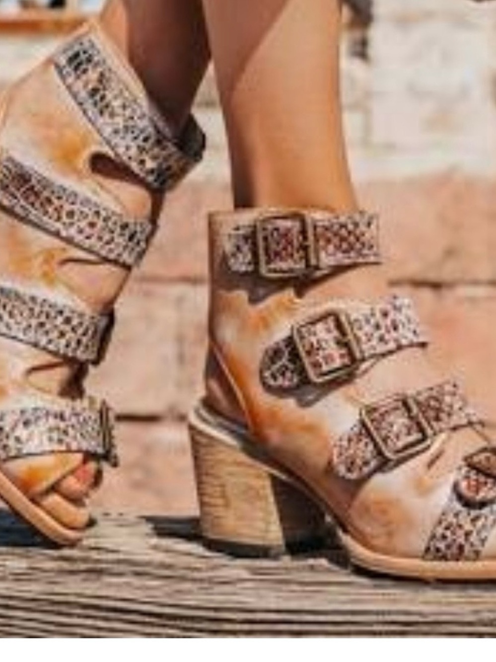 Freebird by Steven Blush and Snake-Print Buckle Sandals